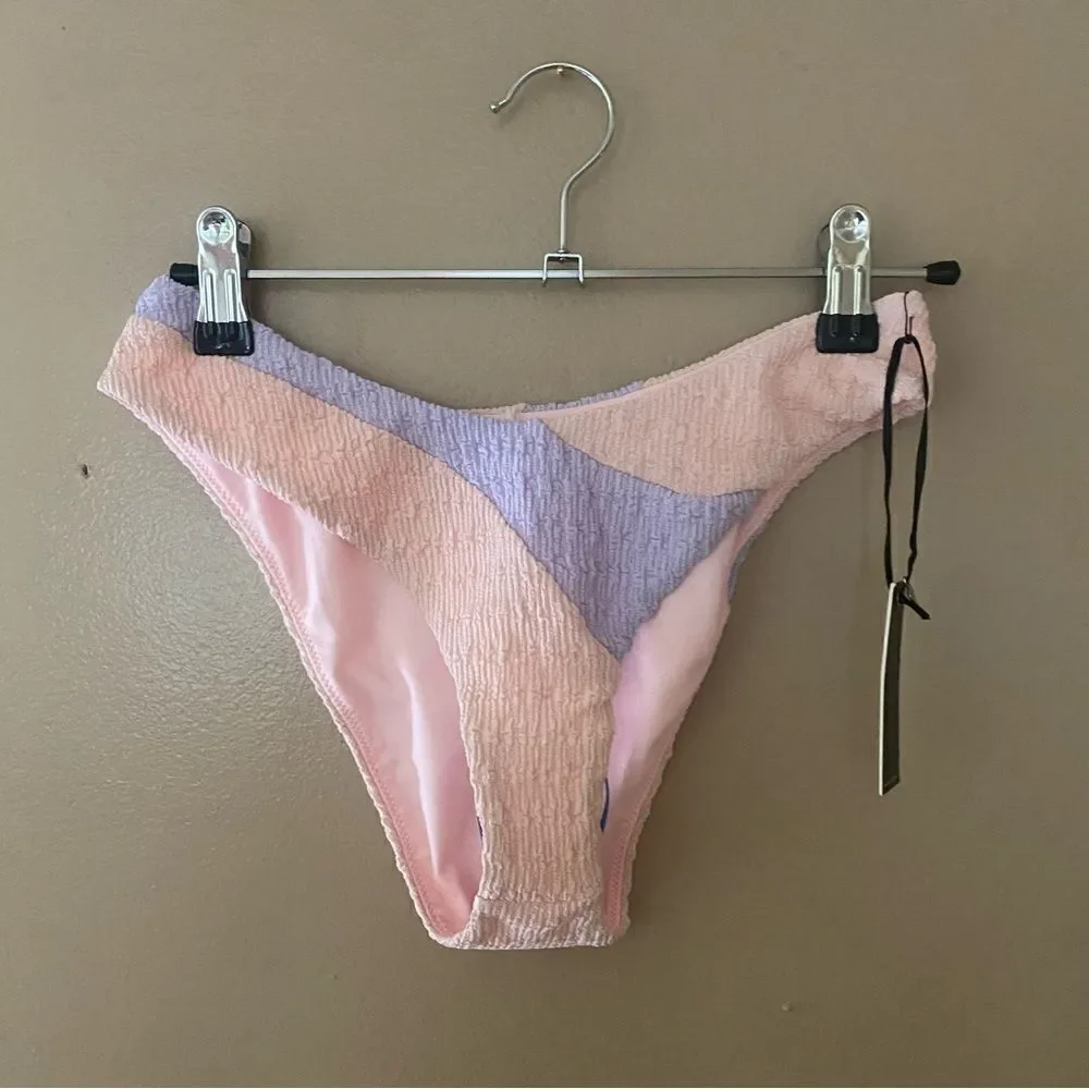 Lovers + Friends Catcha Wave bikini bottom high cut pink blue cheeky Revolve XS - Picture 7 of 7